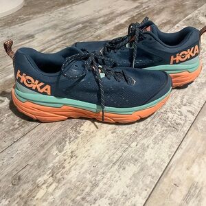 Hoka Athletic Shoes in Navy and Orange